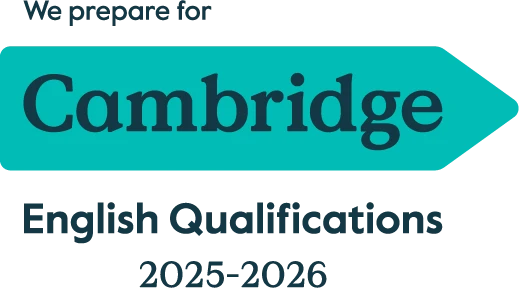 Selo Cambridge English Qualifications — We prepare for — 2025–2026